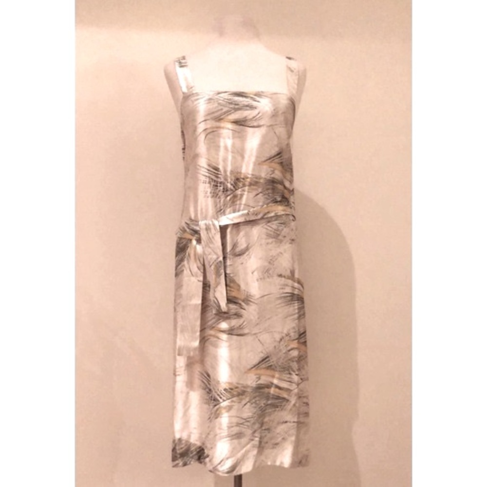 Acqua Studio Midi Dress Draped Flowy Back Unique Design Silk Graphic Formal S